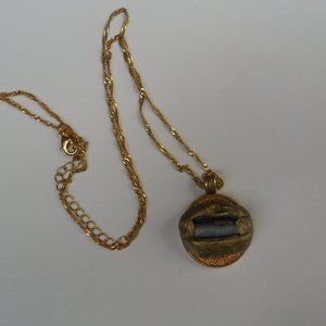 Old Roman porcelain pendant and chain hand made